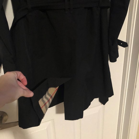 Burberry Women Trench Coat Jacket size 4 small blk - Picture 3 of 16